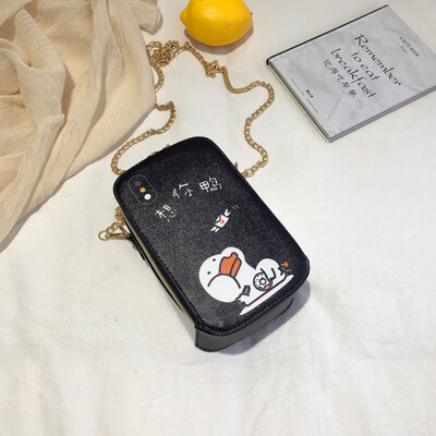 

2019 new casual wild chain shoulder bag fashion cartoon cute duckling girl slung mobile phone bag