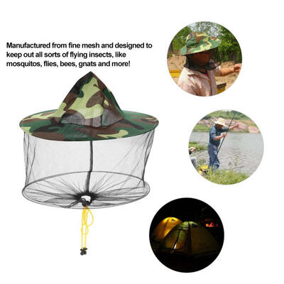 

Greensen Midge Mosquito Insect Hat Mesh Fishing Caps Head Net Face Protector Camouflage Camping Kit