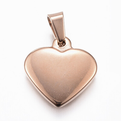

304 Stainless Steel Pendants Heart Rose Gold 17x165x3mm Hole 4x6mm