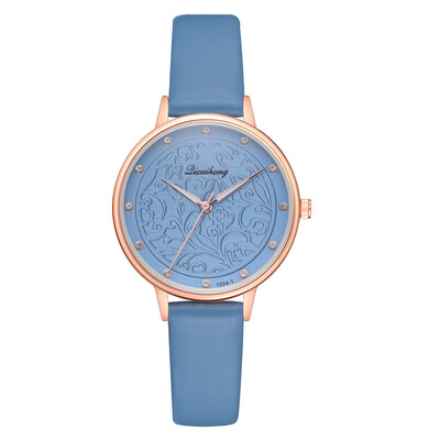 

Fashion noble female models with diamonds British watch trend solid color printed PU leather watch