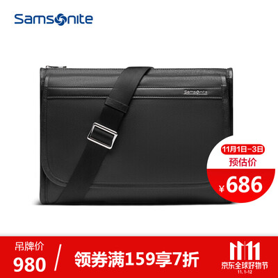 

Samsonite KURTIS Mens Large Capacity Clutch Business with Leather Cross Messenger Bag TL509001 Black