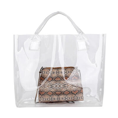 

2pcsset Large Transparent Totes Women Snake Shoulder Shopping Handbags