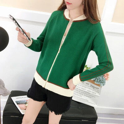 

Sweater women autumn winter Korea 2018 new knitted cardigan loose pure color fashion coat baseball long-sleeve blouse