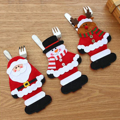 

Christmas Xmas Decor Snowman Kitchen Tableware Holder Pocket Dinner Cutlery Bag