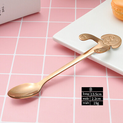 

Toponeto Cute Dog Spoon Long Handle Spoons Flatware Coffee Drinking Tools Kitchen Gadget