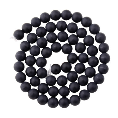 

Grade A Round Frosted Natural Black Agate Beads Strands 6mm Hole 1mm about 65pcsstrand 155"