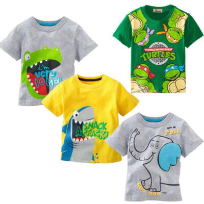 

Toddler Baby Kids Boys Cartoon Animal Print Cotton Tops T-shirt Clothes Outfits