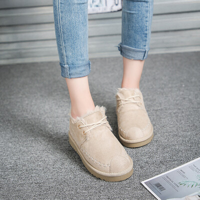 

EVEM snow boots female short tube Korean version of the new plus velvet short boots womens straps