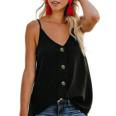 

Starmoon Fashion Womens V-neck Vest Sleeveless Button Shirt Blouse Casual Tank Tops