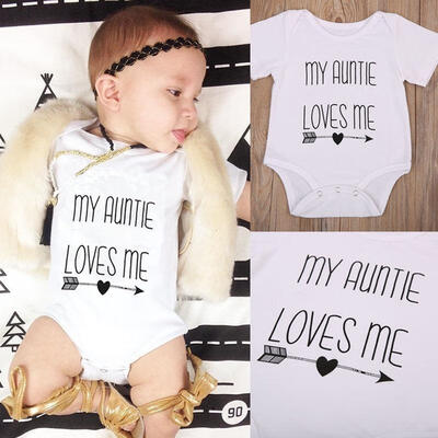 

Newborn Baby Clothes &quotMy Auntie Love Me&quot Boy Girls Romper Bodysuit Outfits