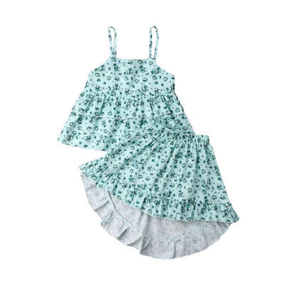 

Toddler Kids Baby Girl Floral Outfit Clothes Ruffle Tops Shirt Skirt Dress Set