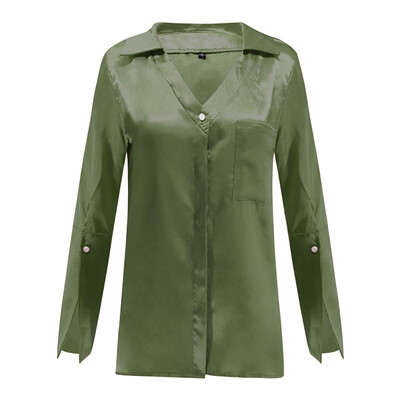 

Fashion Women Tops Bell Long Sleeve Loose Shirt Ladies Casual Blouse Solid Color