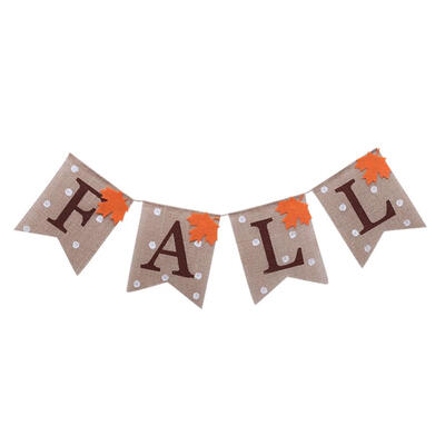 

Thanksgiving Day Party Pennant Decoration Maple Wave Point Pull Linen Flags