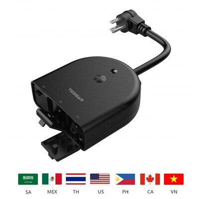 

Outdoor WiFi Socket Smart Plug with 3 Waterproof AC Outlets compatible with AlexaGoogle Home Wireless Remote Control