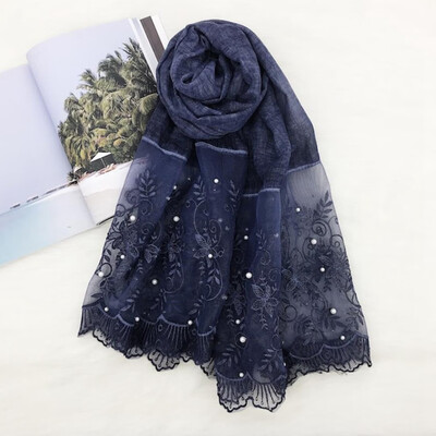 

Lace Folk Style Cotton Scarves Wholesale Lady 2019 New Pearl Lace Scarf