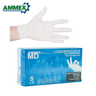 

AMMEX Disposable Latex Gloves with Powder Anti-slip Home Food Medical Dental Gloves 100pcspack