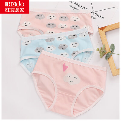 

Red bean home 2019 new boys&girls big childrens underwear childrens underwear gift box cotton ammonia A baby underwear girls smile face printing 16080