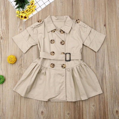 

Fashion Toddler Kids Baby Girls Short Sleeve Clothes Wind Coat Summer Dress