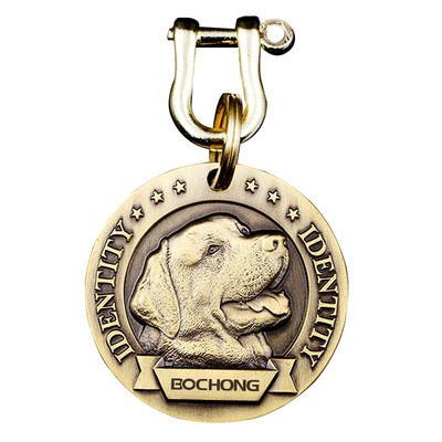

BOCHONG BC-302-Labrador round diameter 40CM intelligent positioning dog brand identity card custom brass embossed pet anti-lost card