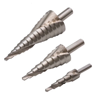 4-122032mm Step Titanium Spiral Groove Conical Cone Drill HSS Bit Hole Cutter