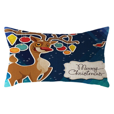 

Tailored Christmas Santa Claus Pillow Case Linen 30x50cm Throw Cushion Cover Home Decor
