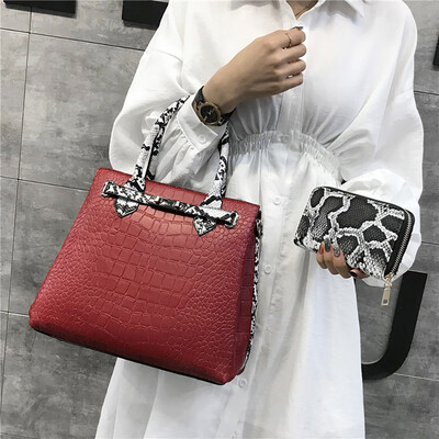 

Tailored Fashion Women Wild Crocodile Pattern Crossbody Handbag Shoulder Bag 2Pcs