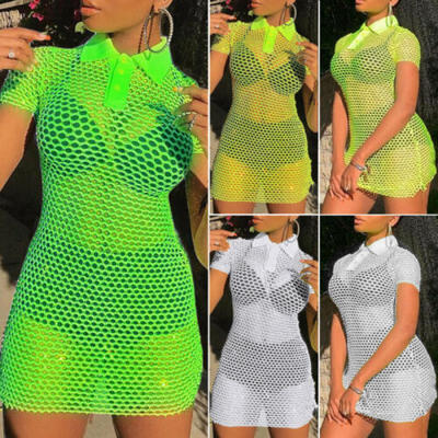 

2019 New Sexy Women Ladies Beachwear Fishnet Mesh Sheer Bikini Cover Up Swimwear