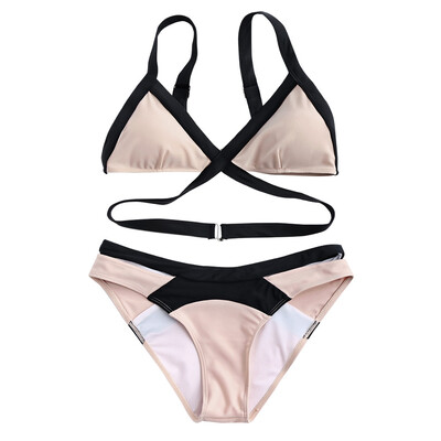 

Bandage Color Block Bikini Set