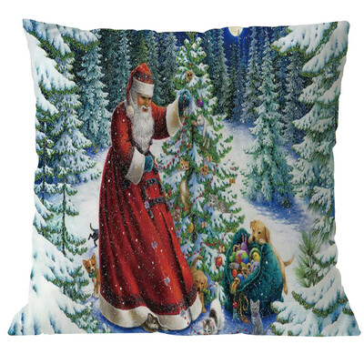 

Tailored Merry Christmas Pillow Cases Linen Sofa Cushion Cover Home Decor Pillow Core
