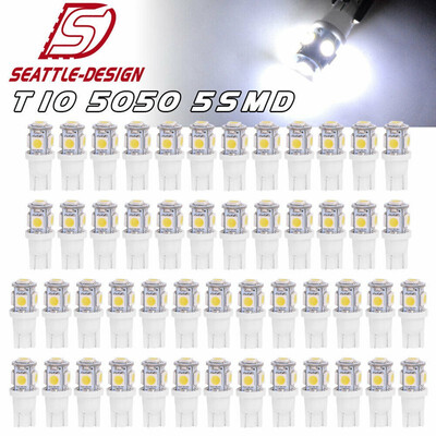

50X 7000K White T10 5050 5SMD LED Interior Dome Map Instrument Panel Light Bulbs