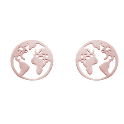

1 Pair Fashion Creative Map Stainless Steel Stud Earring Travel Commemoration