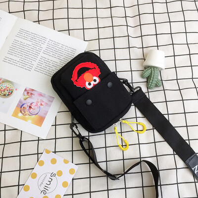 

2019 new casual fashion ugly sesame street canvas bag female cute cartoon simple versatile shoulder Messenger bag