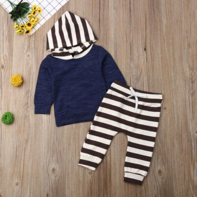 

US Toddler Baby Boy Kid Long Sleeve Hooded Jumpsuit Pants Cap Autumn Clothes Top