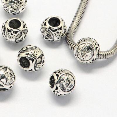 

Alloy European Beads Large Hole Rondelle Beads with ConstellationZodiac Sign Antique Silver Sagittarius 105x9mm