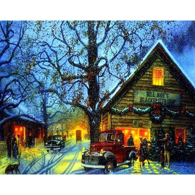 

5D DIY Full Drill Diamond Painting Snowy Street Cross Stitch Embroidery Kit