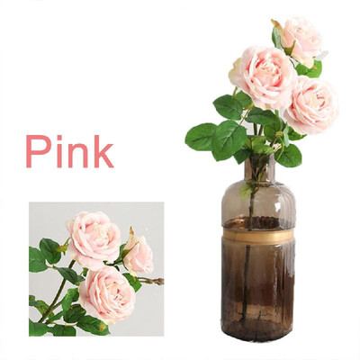 

Simulation big rose three branches Anne roses fake flower single rose wedding supplies flower arrangement White