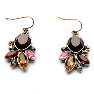 

2 Jewelry Stone Antique Gold Color Drop Earrings Accessories for Women