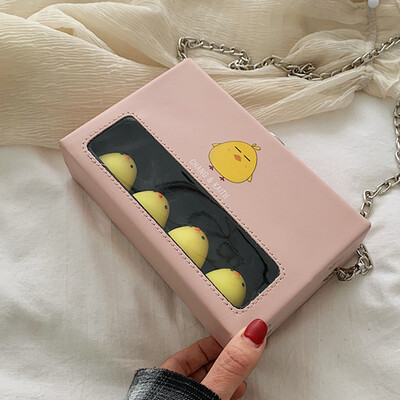 

2019 new small bag girl lovely cartoon transparent oblique satchel super hot Korean version of the student chain single shoulde