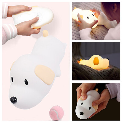 

〖Follure〗Night Light LED Puppy Silicone Baby Touch Lamp Rechargeable USB Touch Control