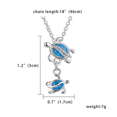 

Fashion Silver Filled Blue Glitter Sea Turtle Pendant Necklace Frog Dolphin for Women Female Animal Wedding Ocean Beach Jewelry