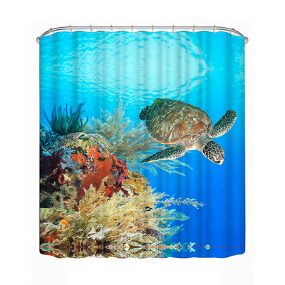 

3D Underwater World Turtle Curtain Polyester Bath Shade 708 " 708