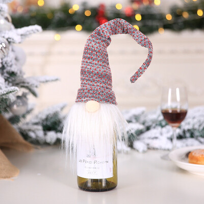 

New Hot Christmas Wine Bottle Cover Santa Hat Long Topper Wine Bottle Decorative Cover Party Dinner Christmas Decoration