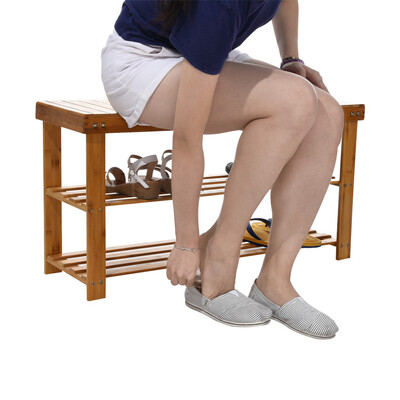 

Gobestart Bamboo Stool Shoe Cabinet Shoe Rack Garden Foot Stool Storage Stool Simple Style