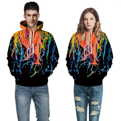 

Toponeto Mens Autumn Spring 3D Printing Long Sleeve Hoodies Sweatershirt Tops Shirt