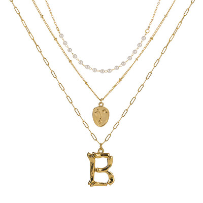 

2019 New Face Coin Beads Alphabet Initial LetterPendant Necklace Female Gold Color Chain Choker Collar Necklaces for Women