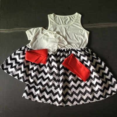 

Mother&Daughter Bowknot Dress Matching Women Kid Girls Casual Family Clothes