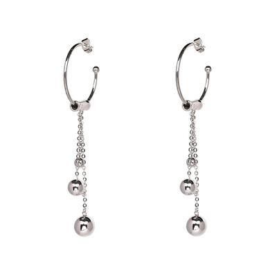 

2 Colors Minimalist Ball Hoop Earrings Link Chain Simple Unique Trendy Statement Metal Geometric Brincos JURAN Fashion Jewelry