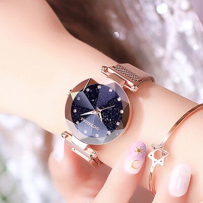 

Fashion Women Starry Sky Watches Luxury Diamond Clock Magnet Mesh Waterproof Female Wristwatch relogio feminino zegarek damski
