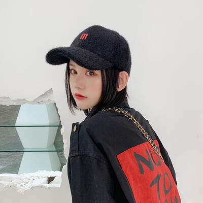 

Hat female winter Korean wave embroidery baseball cap casual Joker autumn plush padded fashion couple Cap