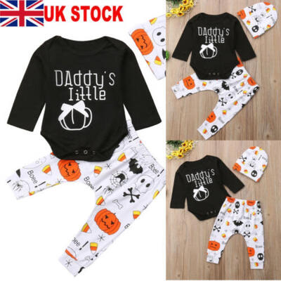 

UK Boys Girls Halloween Clothes Infant Baby Romper Jumpsuit Leggings Sets Outfit